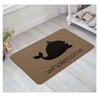 Внутренний Придверный коврик с низким ворсом, Придверный коврик-черные Мультяшные силуэты Whalecome-губчатые закругленные углы, стандартные коврики для помещений