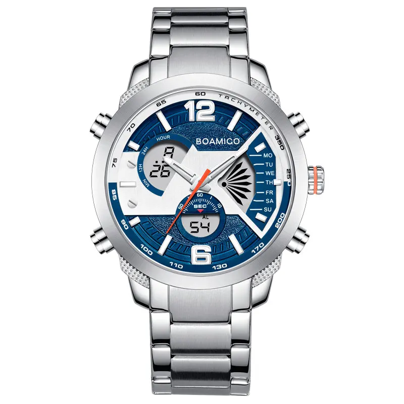 Часы мужские из нержавеющей стали с цифровым аналогом | Наручные часы