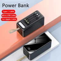 80000mah power bank built in cable portable charger external battery pack powerbank for iphone 12 11 ipad macbook phones tablets