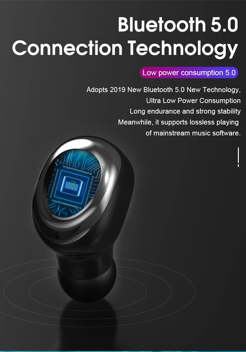 Беспроводные наушники Bluetooth 5,0 TWS, светодиодный внешний аккумулятор 2200 мАч, спортивные водонепроницаемые наушники с микрофоном, беспроводные bluetooth-гарнитуры