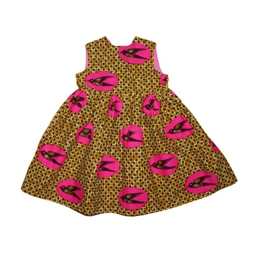 

Africa Dress for Girls Bazin Riche Print Fashion African Clothing Casual Summer National Sleeveless Dresses for Children