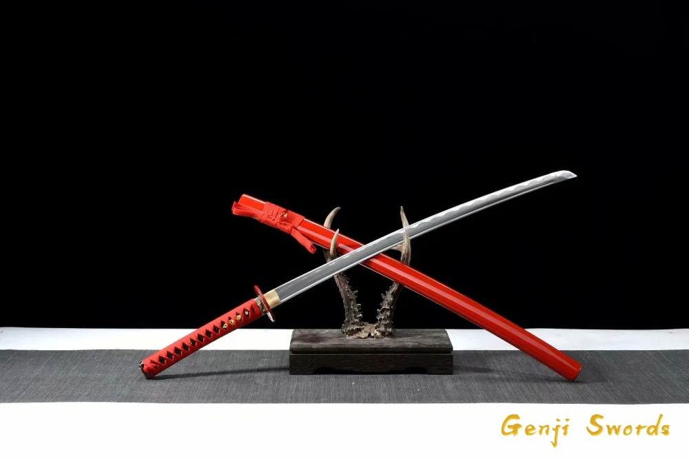 Handmade Full Tang Japanese Red Kill Bill Katana 1045 Carbon Steel Samurai Sword Sharpened Edge
