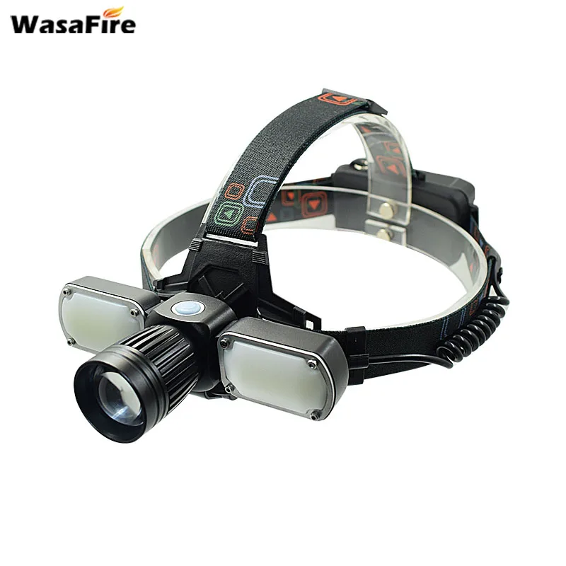 

Zoomable 18650 Head Lamp T6 Led Rechargeable Headlight 2000LM COB Headlamp 4 Modes Head Torch Light for Camping with Charger