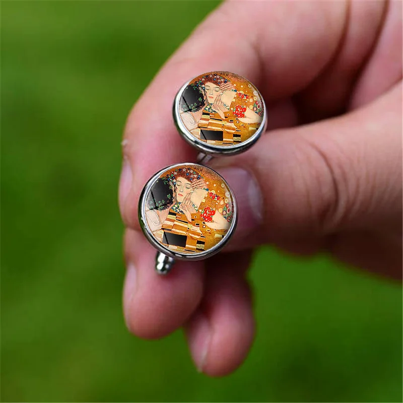 Gustav Климт поцелуй мужские запонки искусство ювелирные изделия аксессуары