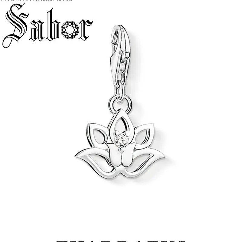 Женский браслет с подвеской в виде цветка лотоса серебряное покрытие|Шармы| |