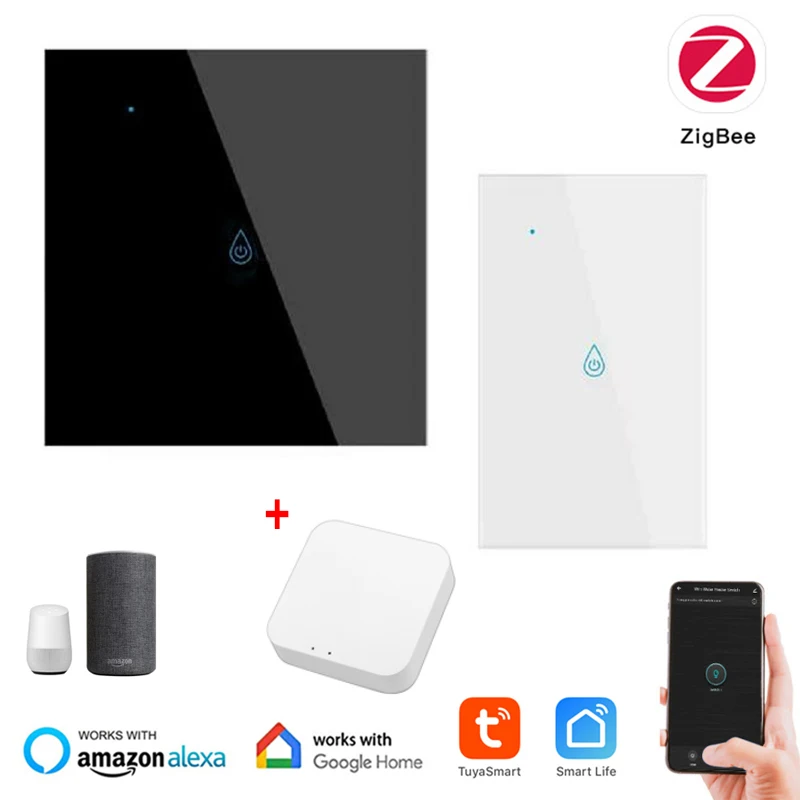 

Умный водонагреватель Zigbee, выключатель со стеклянным экраном и сенсорной панелью, голосовое управление, беспроводные Настенные переключат...
