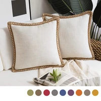 junwell 2pc set polyester solid decorative pillow textured linen embroidery geometry sofa bed car use cushion home decor