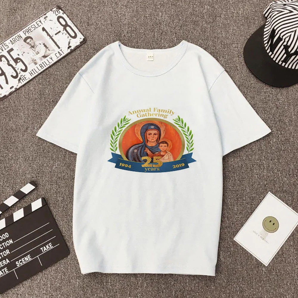 2019 Мужская и женская футболка с принтом Девы Марии короткими рукавами для мужчин