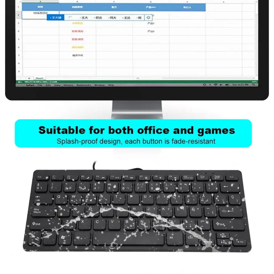 Проводная портативная мини клавиатура с испанской раскладкой и USB интерфейсом