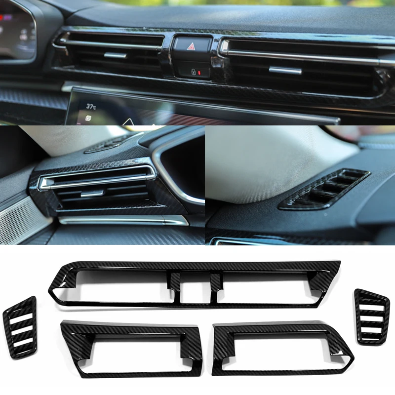 

For Peugeot 508 Allure SW GT 2019 2020 2021 Side Center Dashboard Air Conditional AC Outlet Vent Trim ABS Carbon Fibre Matte