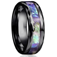 8mm color natural resin stainless steel wedding ring bevel inlaid abalone shell rings for women man engagement jewelry size 6 13
