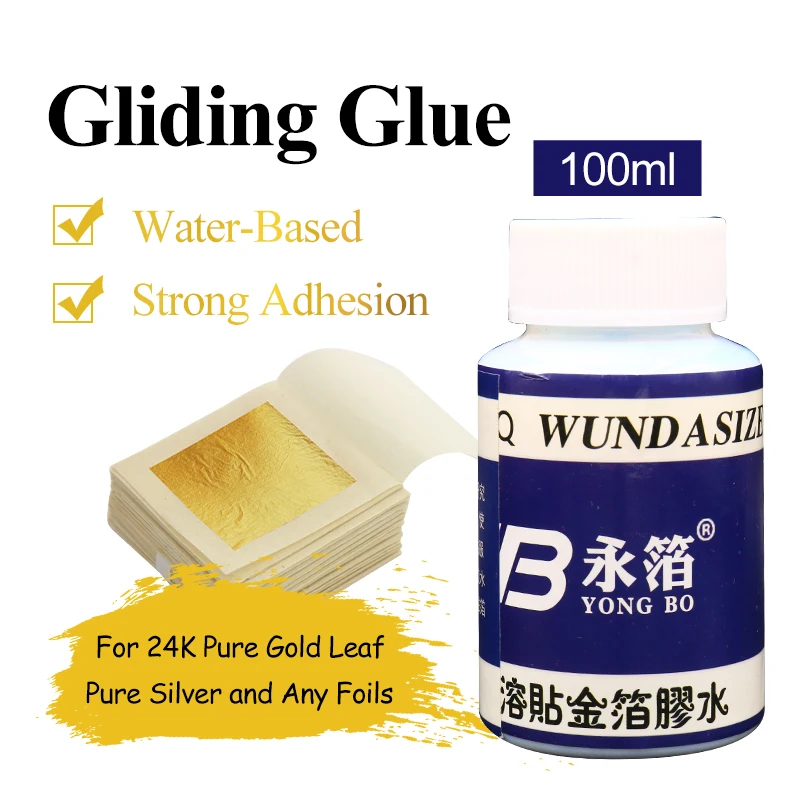 

100ML Water-based Gilding Glue for 24K Gold Leaf Silver Leaf Gold Foil Leaf Sheets Craft Paper Home Decoration Gilding Adhesive