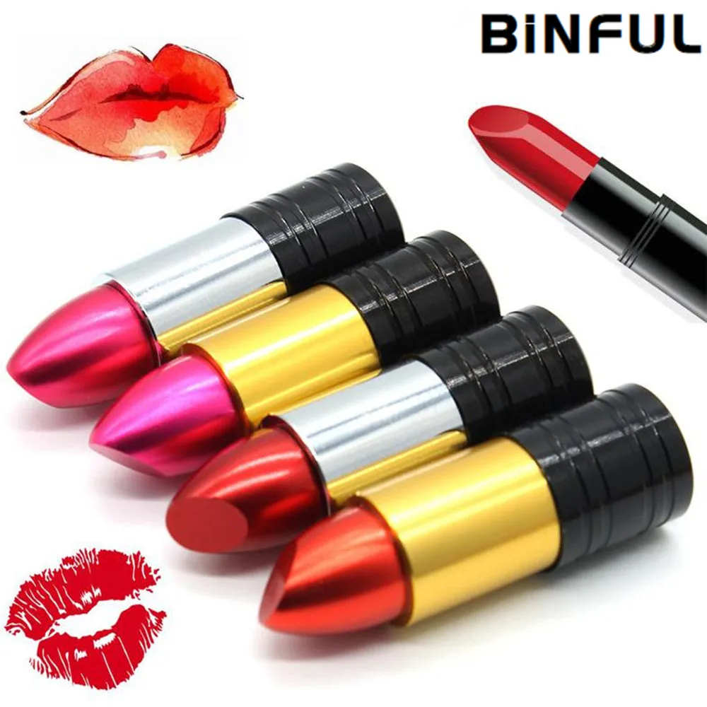 

BiNFUL Pen Drive Metal Women Lipstick Usb Flash Disk 2.0 Pendrive 4G 8G 16G 32G 64G 128G 256G Flash Memory Card Usb Flash Drive