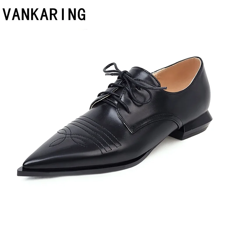 Туфли-лодочки женские из искусственной кожи заостренный носок низкий толстый