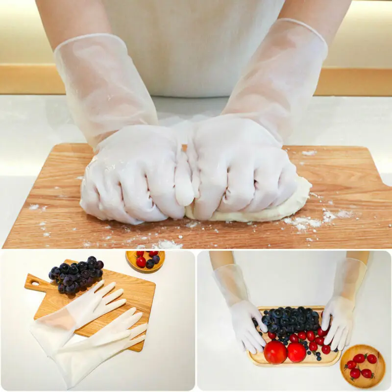 Волшебные перчатки для мытья посуды из ПВХ и латекса размеры S M L теплые длинные