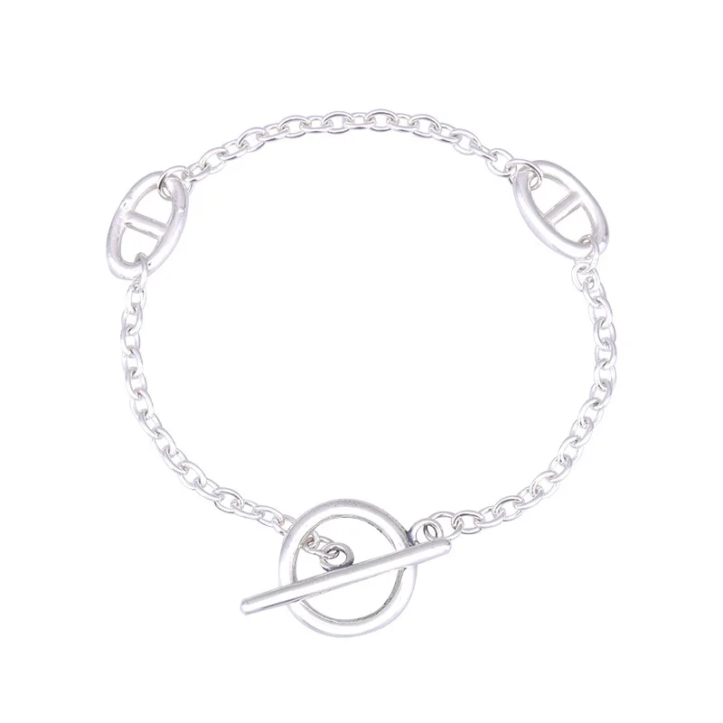 

H203 S925 sterling silver bracelet new brand trend couple pig nose letter personality fashion style simple style gift hot sale