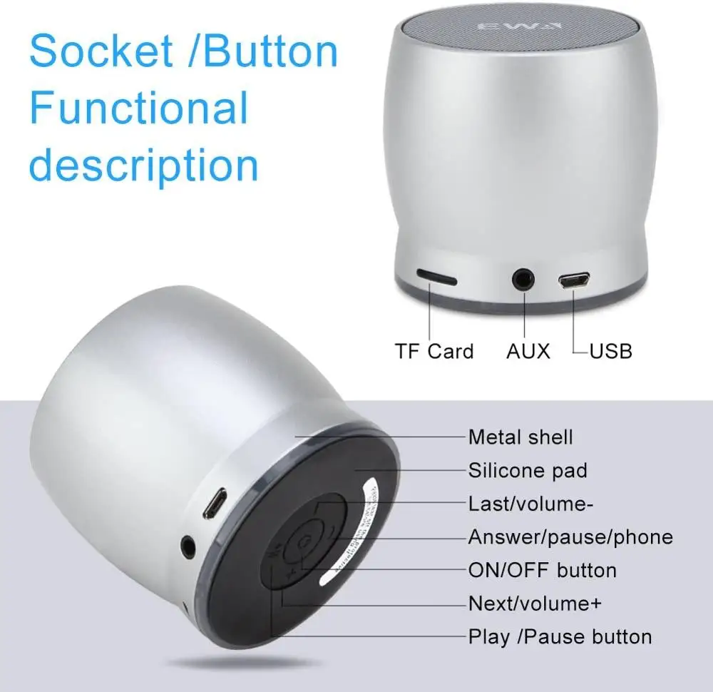 EWA A150 Subwoofer Portable Wireless Bluetooth Speaker Metal Provides Powerful Sound and Bass Premium | Электроника
