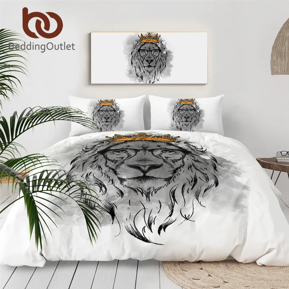 BeddingOutlet Комплект постельного белья с коронолистым львом двуспальное одеяло