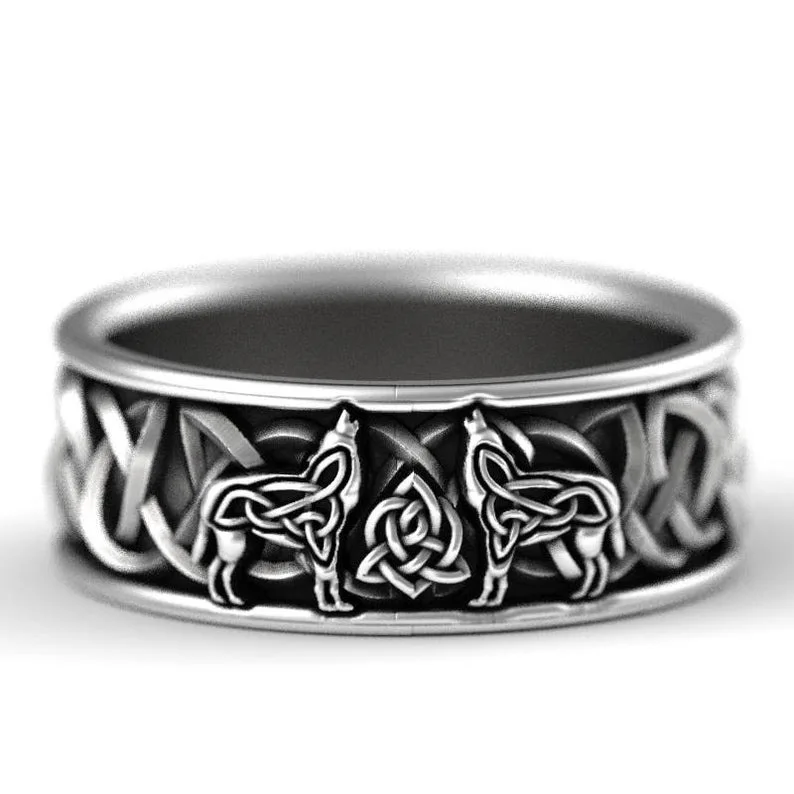 

Nordic Alloy Celtic Wolf Wedding Ring Celtic Animal Ring