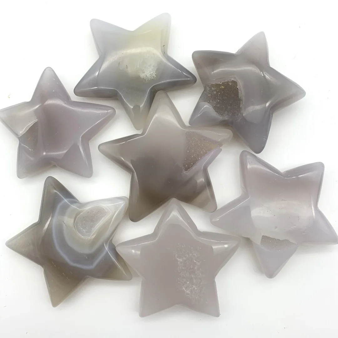 

Natural Geode Agate Star-shaped Cluster Handmade Raw Quartz Carved Polished Healing Decoraction Meditation Decor Stones Healing