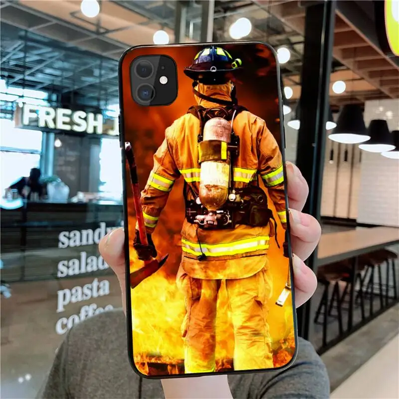 HUAGETOP Firefighter Heroes Fireman Black Cell Phone Case for iPhone 11 pro XS MAX 8 7 6 6S Plus X 5S SE 2020 XR case | Мобильные