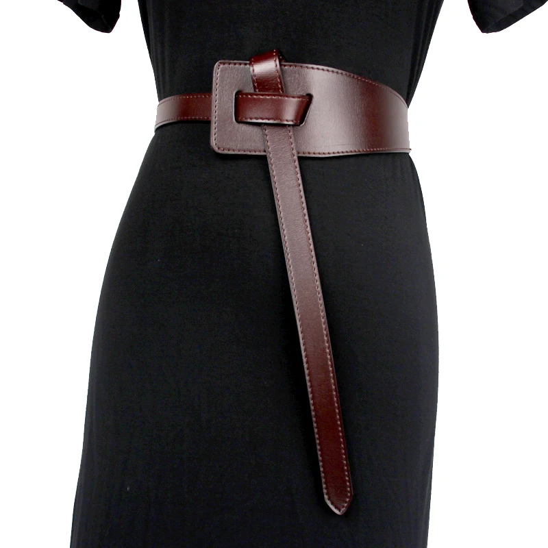 Fashion Genuine Leather Belts For Women Black Brown No Buckle Corset Cummerbund Female Wide Waist Belt Waistbands Accessories