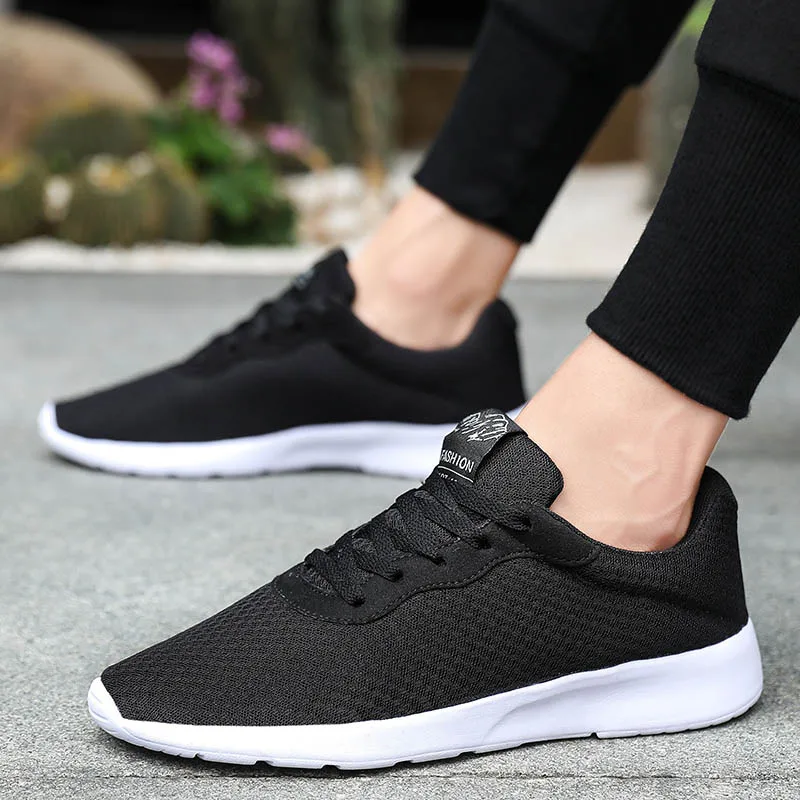 

2021 Summer New Men Flat Lace Up Casual Shoes Lace Up Men Shoes Lightweight Comfortable Mesh Breathable Outdoor Walking Sneakers