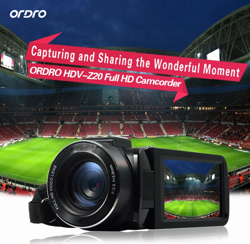 Ordro HDV-Z20 цифровая камера 3' Full HD TFT lcd сенсорный экран Камера профессиональная видеокамера пульт дистанционного управления 16X камеры с зумом#40