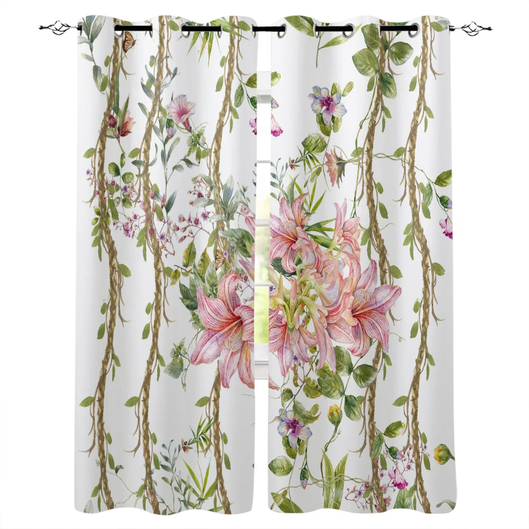 Розовые оконные шторы в виде цветка лилии занавески для гостиной кухни