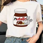 Ullzang Футболка женская футболка с забавным мультипликационным принтом Nutella футболка 90s Графический эстетическое Футболка Модные топы Футболка женская одежда