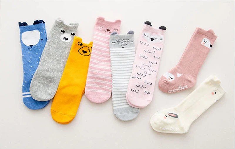 Cute Cotton Baby Stocking with Ears 0-4 Years Anti-Slip Infant Knee High Newborn 8 Colors | Мать и ребенок
