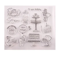 bear cake party clear stamps transparent silicone stamp for diy scrapbooking paper card craft tools