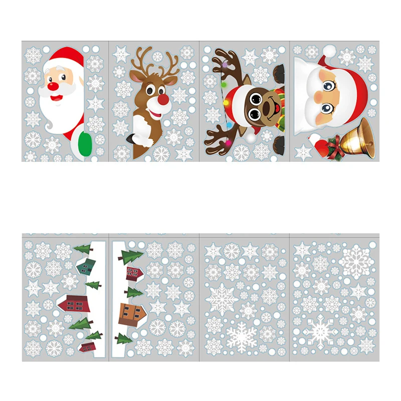 2022 Christmas Window Decal Santa Claus Snowflake Stickers Winter Wall Decals for Kids Room New Year Decoration | Дом и сад