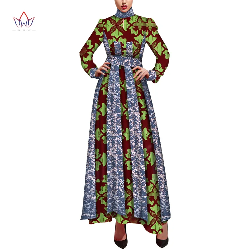 new Danshiki Africa Dress for Women Bazin Riche Sexy Wedding Party long sleeve long Dress Traditional African Clothing WY5677