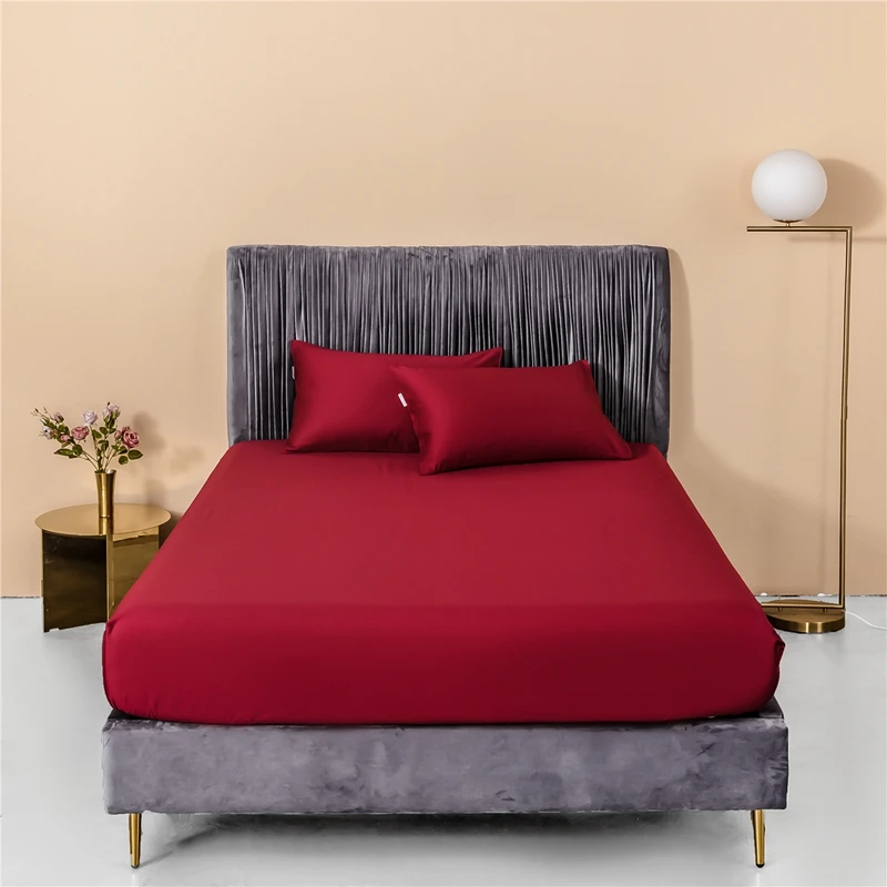 High quality Egyptian cotton fitted bed sheet sheets twin king queen size bedsheet Solid Color Elastic band 60S | Дом и сад