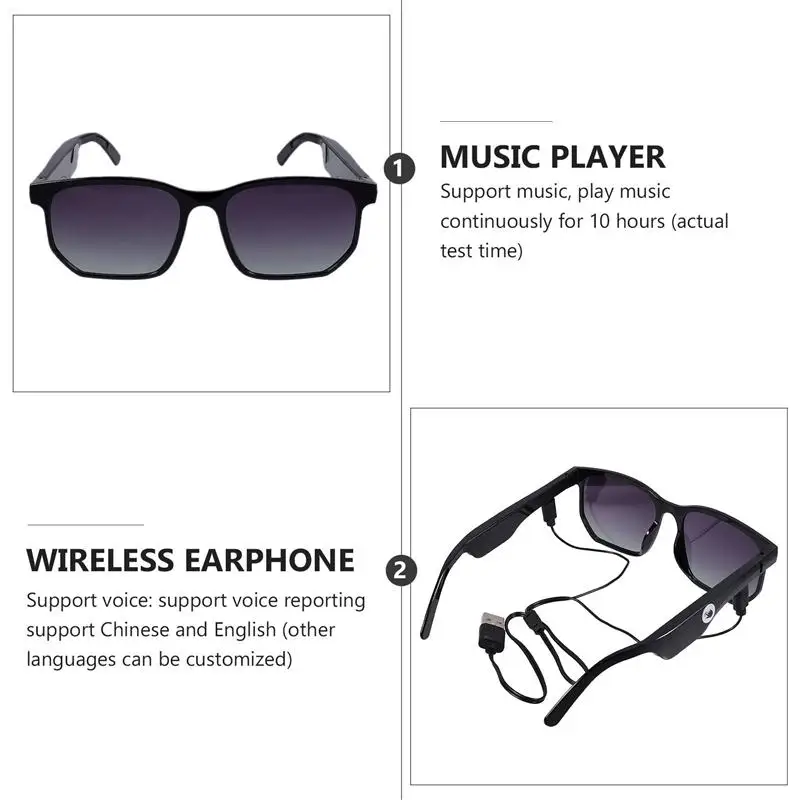 

1Pc Sport Earphone Headphones Sun Glasses Rechargeable Music Sunglasses Headset