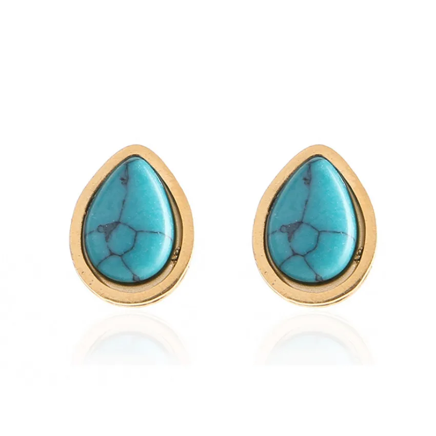 Серьги-гвоздики из нержавеющей стали уникальные золотистого цвета с подвеской в