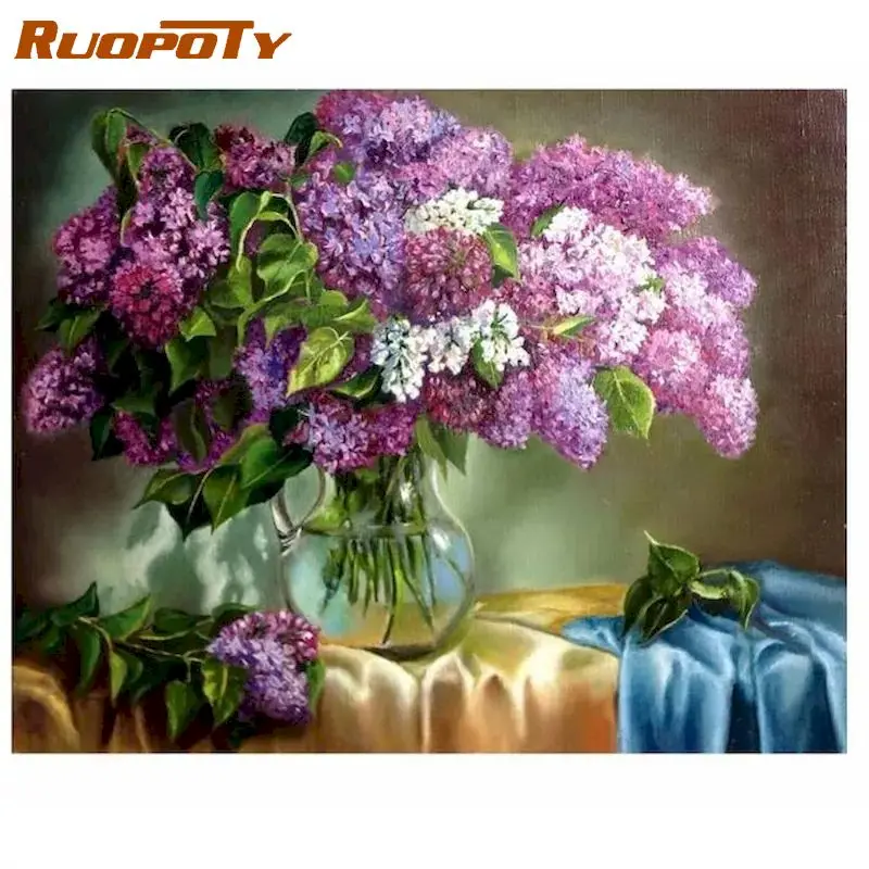 

RUOPOTY Painting By Number Flower Painting By Numbers Paint DIY Canvas Picture Hand Painted Home Decor Gift