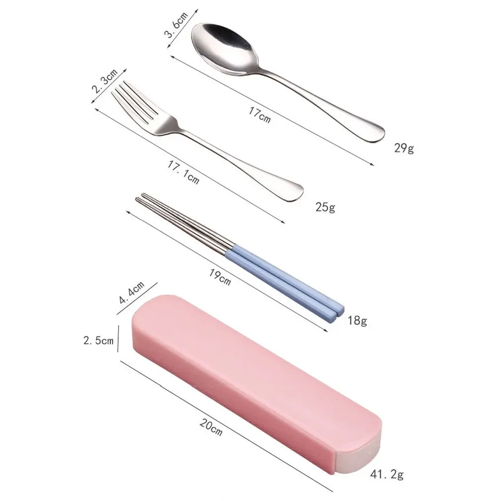 3 шт. портативный набор посуды из нержавеющей стали дорожная посуда с коробкой
