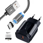Магнитный зарядный кабель USB Type-C для Samsung S21, S20, S9, S10, A51, A52, A72, ZTE, Axon 7, Nubia Z17 Mini, магнитный QC 3,0, быстрая зарядка