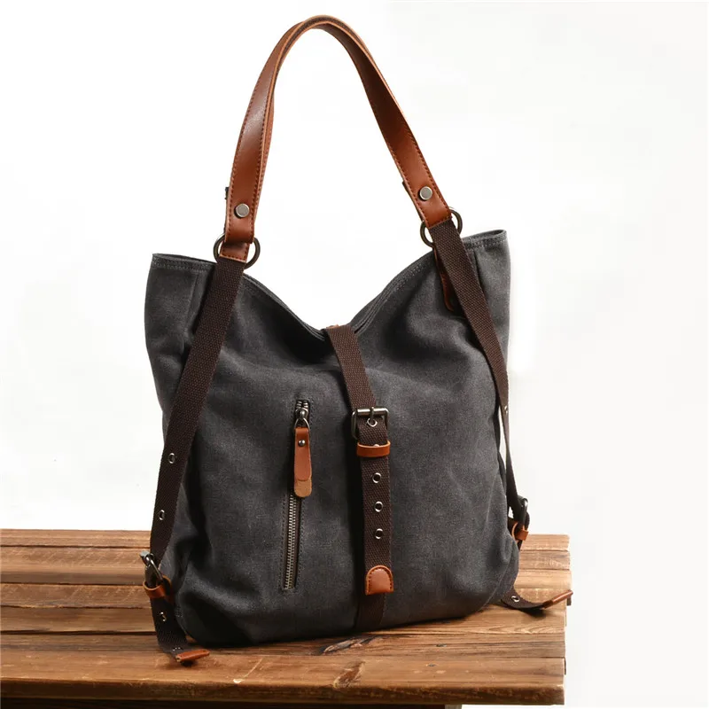 

Холщовые женские сумки, повседневная женская сумка через плечо, многофункциональная с тремя видами использования, портативный рюкзак, Ретр...