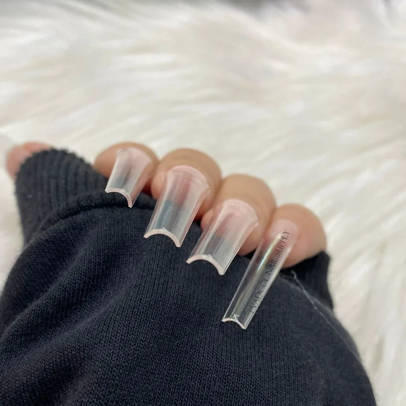 500pcs XXL Coffin Nail Tips No C Curve Straight Square Half Cover Long False Nails Acrylic Tool | Красота и здоровье
