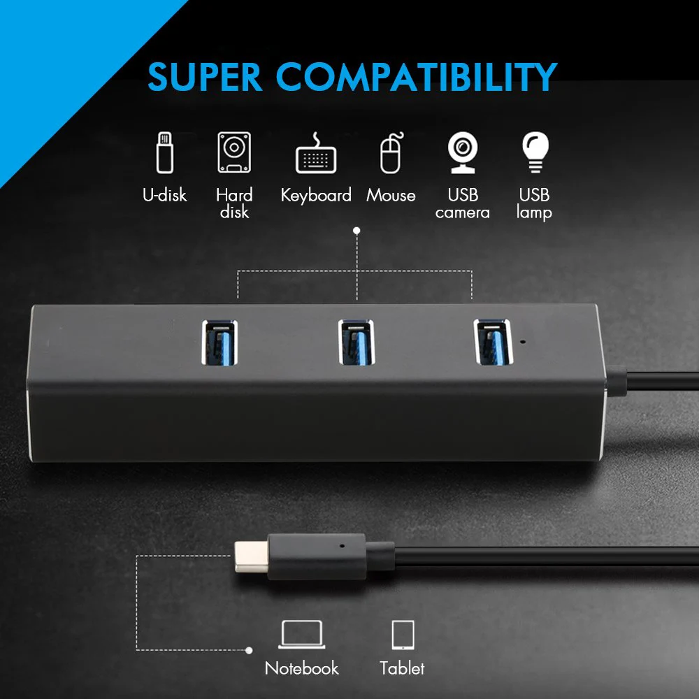 Алюминий Тип c USB 3 0 концентратор Ethernet сетевой адаптер 1000 Мбит/с RJ45 разъемом