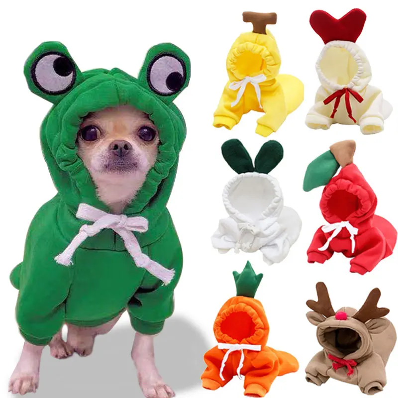 

Толстовки для собак, милая теплая одежда с фруктами для собак, зимний флисовый женский костюм, куртка для французского бульдога, чихуахуа, о...