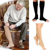 compression sock fitness zipper socks zip circulation pressure leg support knee sox open toe sports sock reduce pain