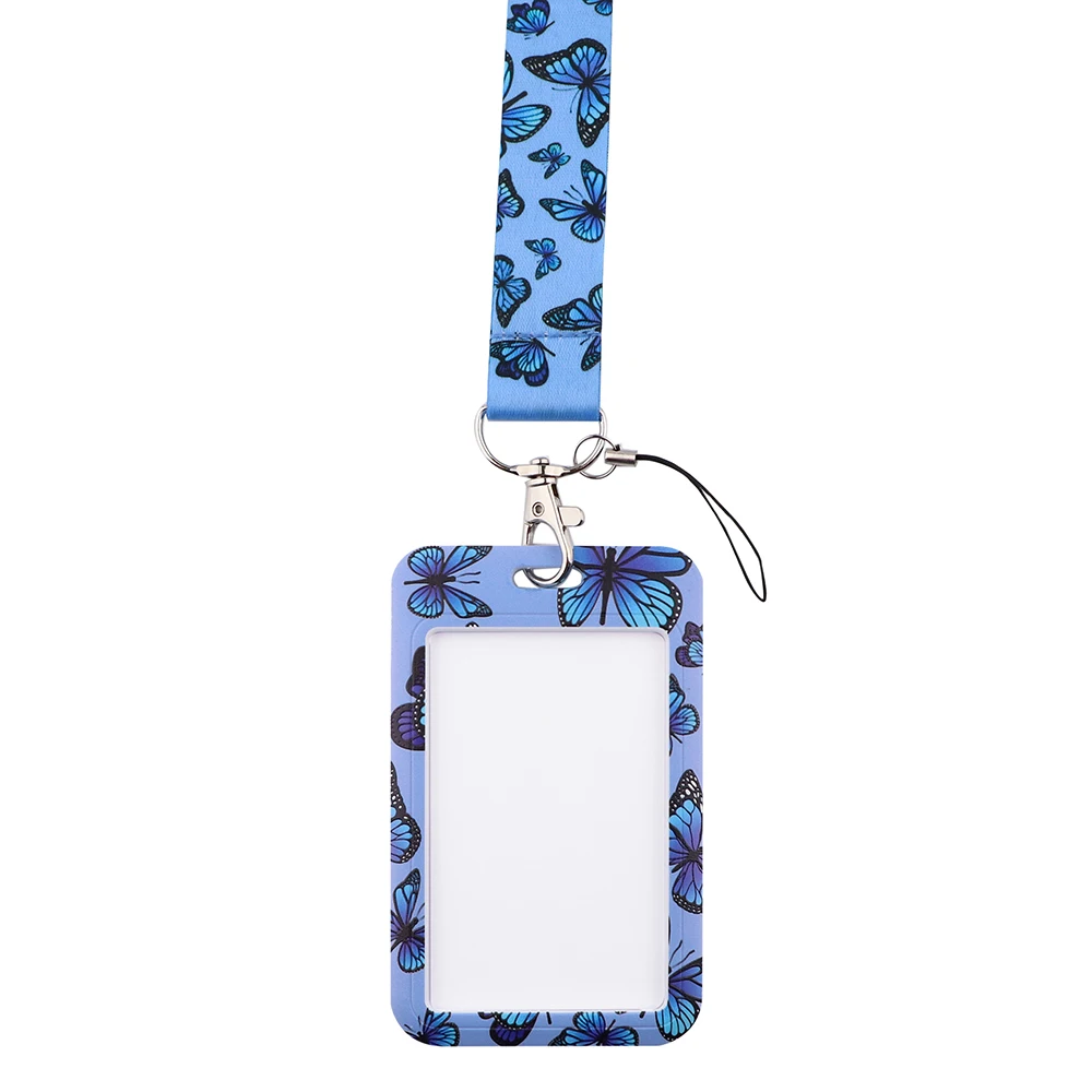 butterfly lanyard for keys chain id credit card cover pass mobile phone charm neck straps badge holder key ring accessories free global shipping
