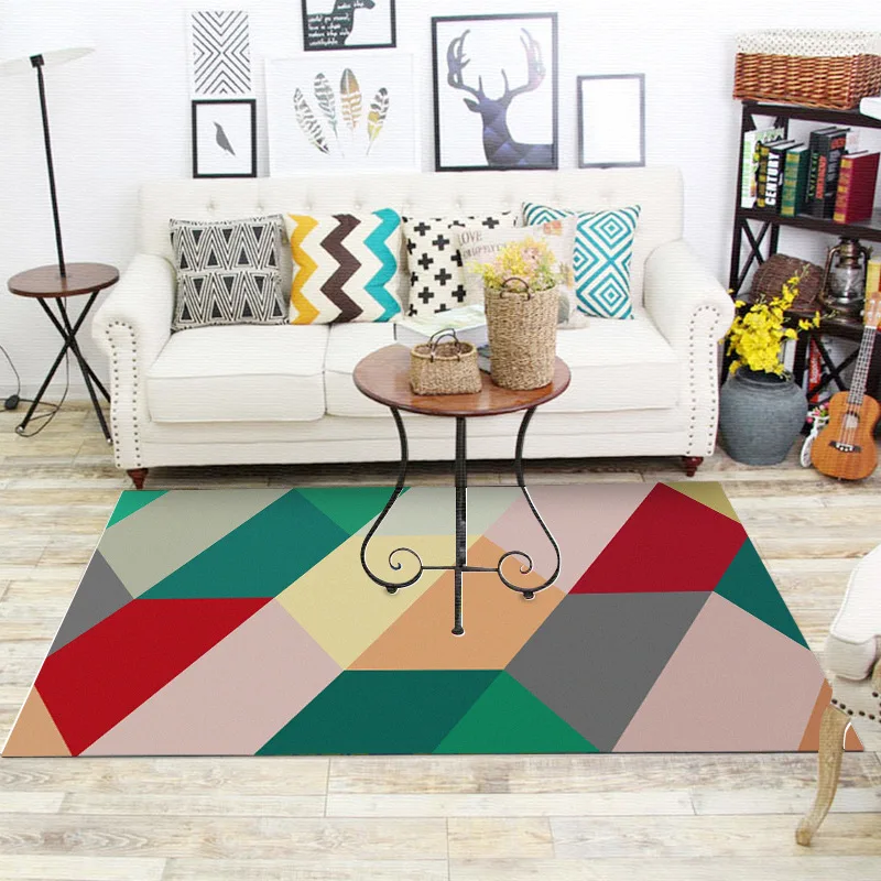 

Stylish Nordic wind geometric multi-colored seven-board bedroom living room door mat floor carpet custom