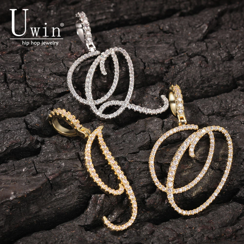 Ожерелье Uwin с кулоном и надписью кулон кубическим цирконием полное украшение в