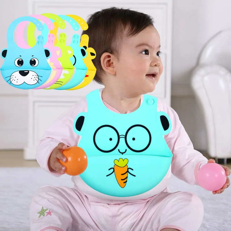 

sweet Cute Cartoon Animal Baby Bibs Silicone Bandana Adjustable Waterproof Soft Comfortable Towel Children Feeding Care