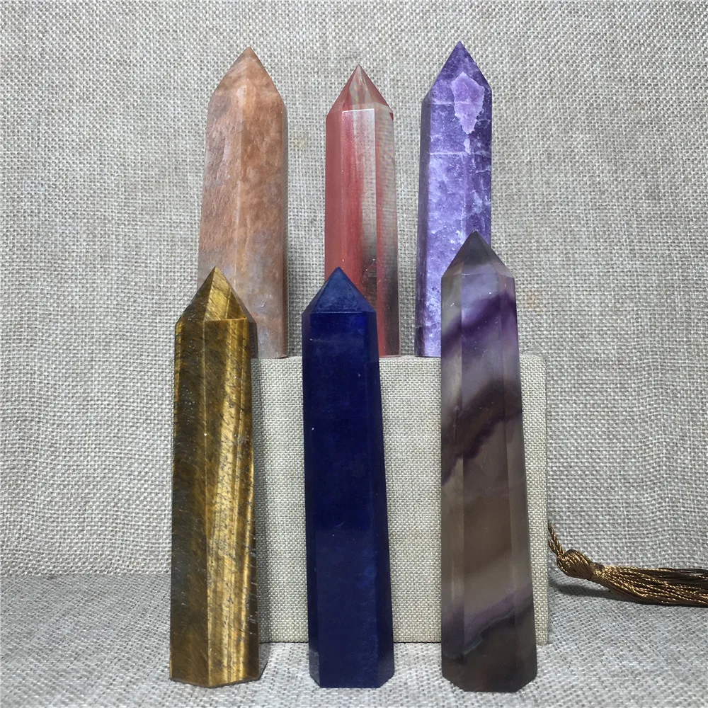 

6pcs natural quartz crystal wands points Home furnishing decoration stone and crystal Crystal rod column